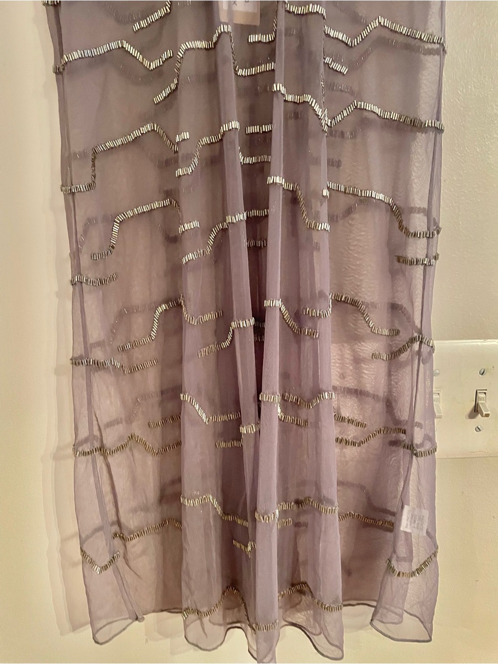 NWT- Chan Luu Silk Chiffon Embellished Beaded Overlay Dress Tunic Gray Medium - Picture 6 of 12